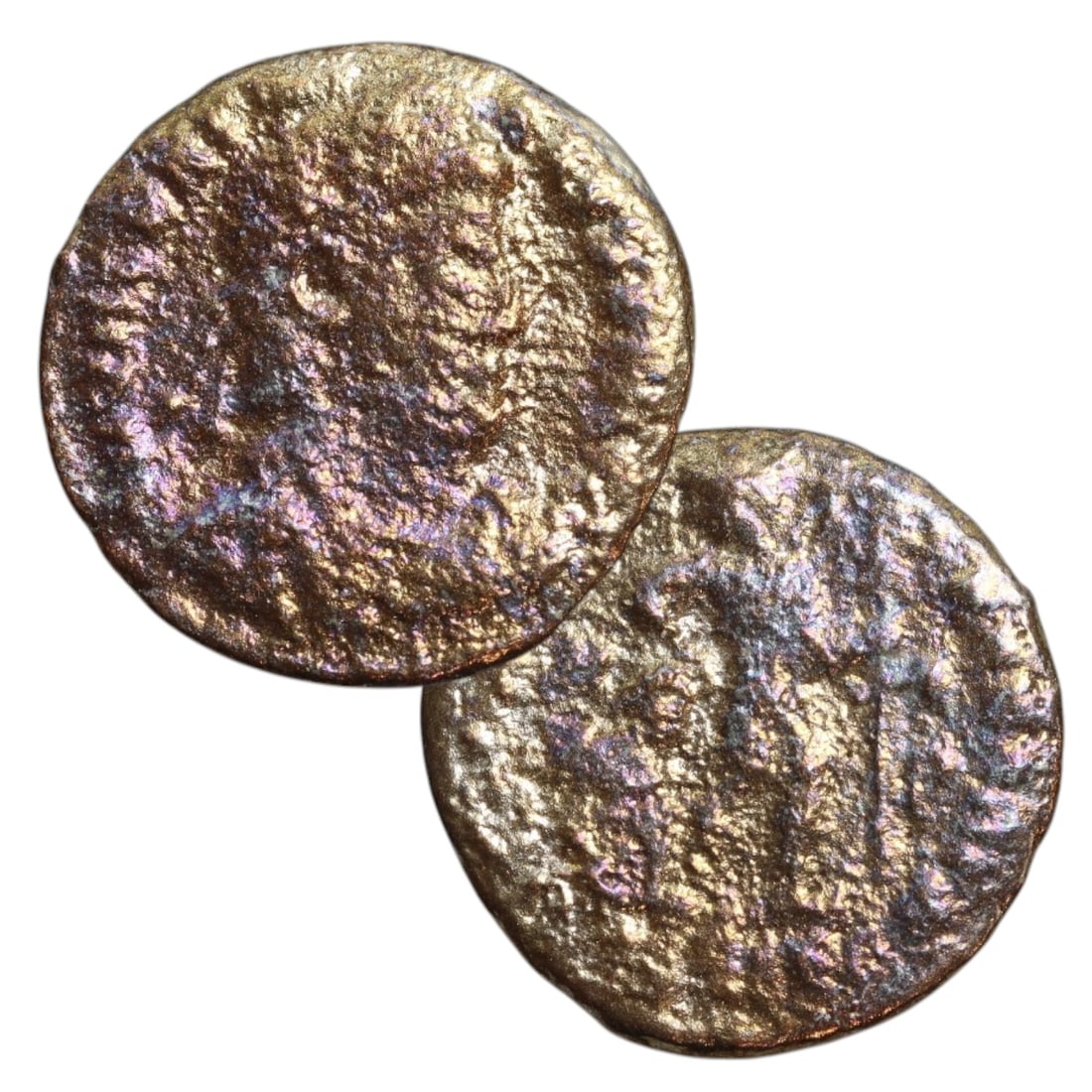 ANCIENT ROMAN EMPIRE: Ancient AE Bronze Coin Issue, 17mm: Issued during one of the most transformative epochs of the Roman Empire, this bronze coin embodies the endurance and adaptability of Roman statecraft across centuries. Its compact flan and timeworn su