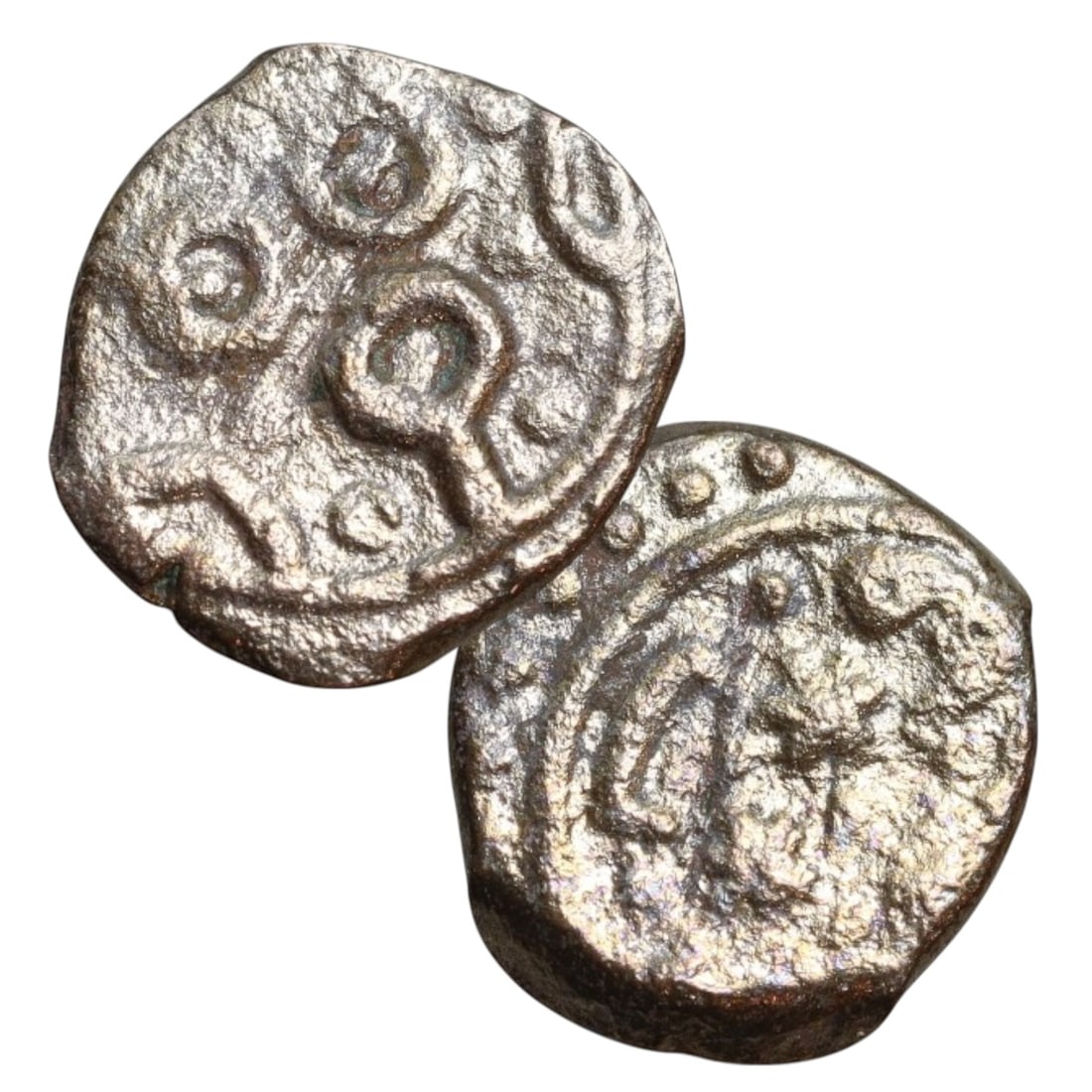 Ancient Medieval Mongol Empire Copper Coin, Arabic Inscription Type, c. 13th-14th Century CE: This compact copper coin, originates from the height of the Mongol Empire's expansion into the Islamic world, likely minted between the late 13th and early 14th century CE. The piece bears Arabic insc