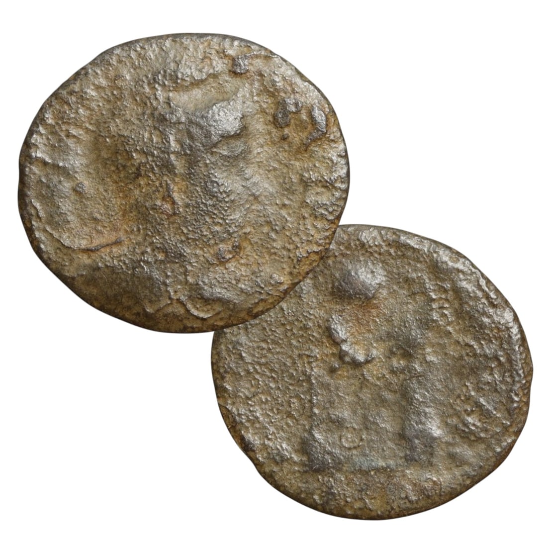 ANCIENT ROMAN EMPIRE: Ancient AE Bronze Coin Issue, 18mm: Issued during one of the most transformative epochs of the Roman Empire, this bronze coin embodies the endurance and adaptability of Roman statecraft across centuries. Its compact flan and timeworn su