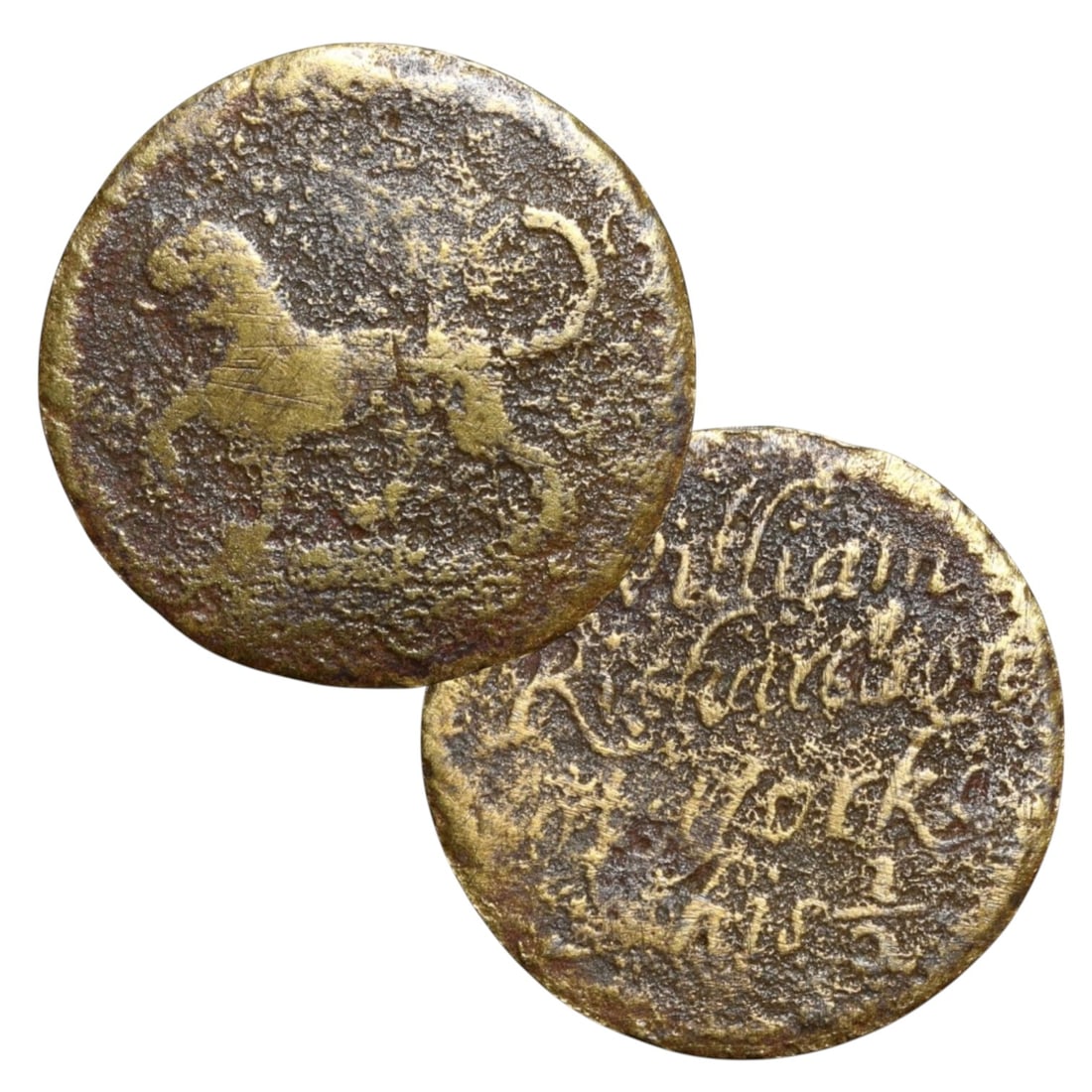 ENGLAND: Merchant Sovereignty - William Richards of York Trade Token, c.1660s, 18mm (1 of 3)