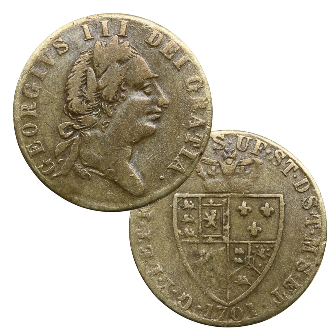 GREAT BRITAIN: George III - Imperial Arms and Enlightened Rule Copper Halfpenny Token, 1797, 25mm (1 of 3)