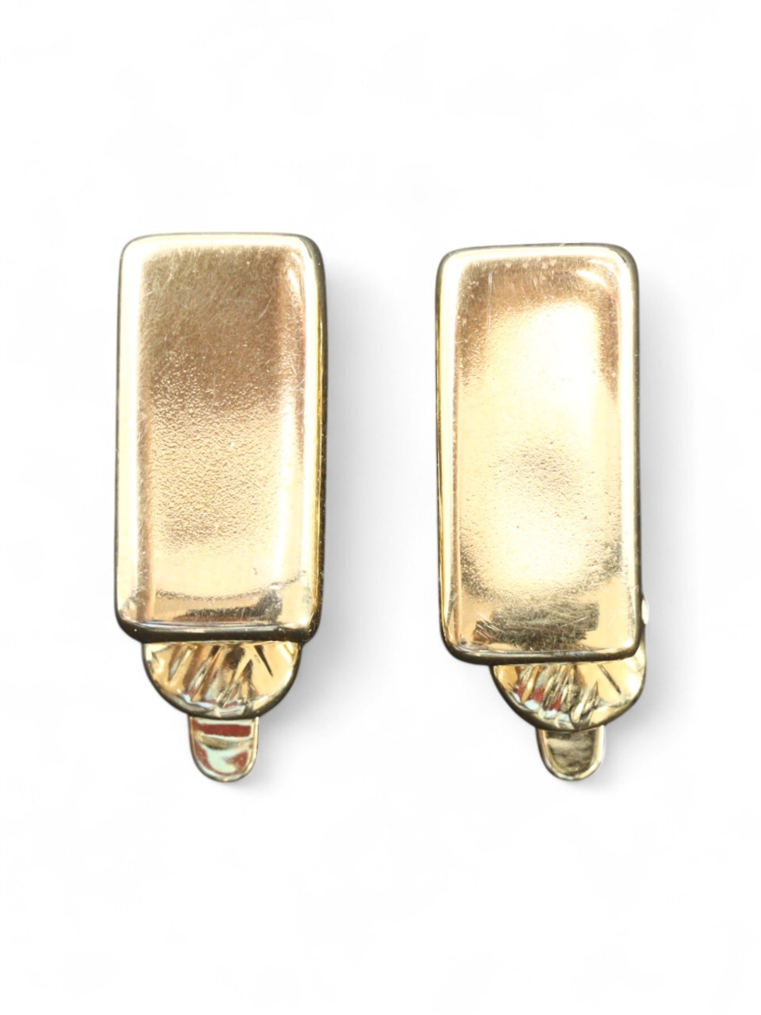 Clip Earrings - Sleek Rectangular Form, Polished Goldtone (2 x 0.7 cm) (1 of 2)