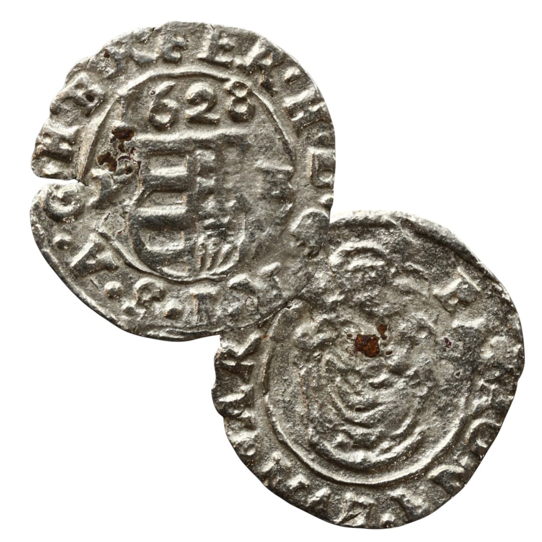 HUNGARY: Ferdinand II - Habsburg Devotion Silver Denar Coin, 1628 Kremnica Mint, 14mm (1 of 3)