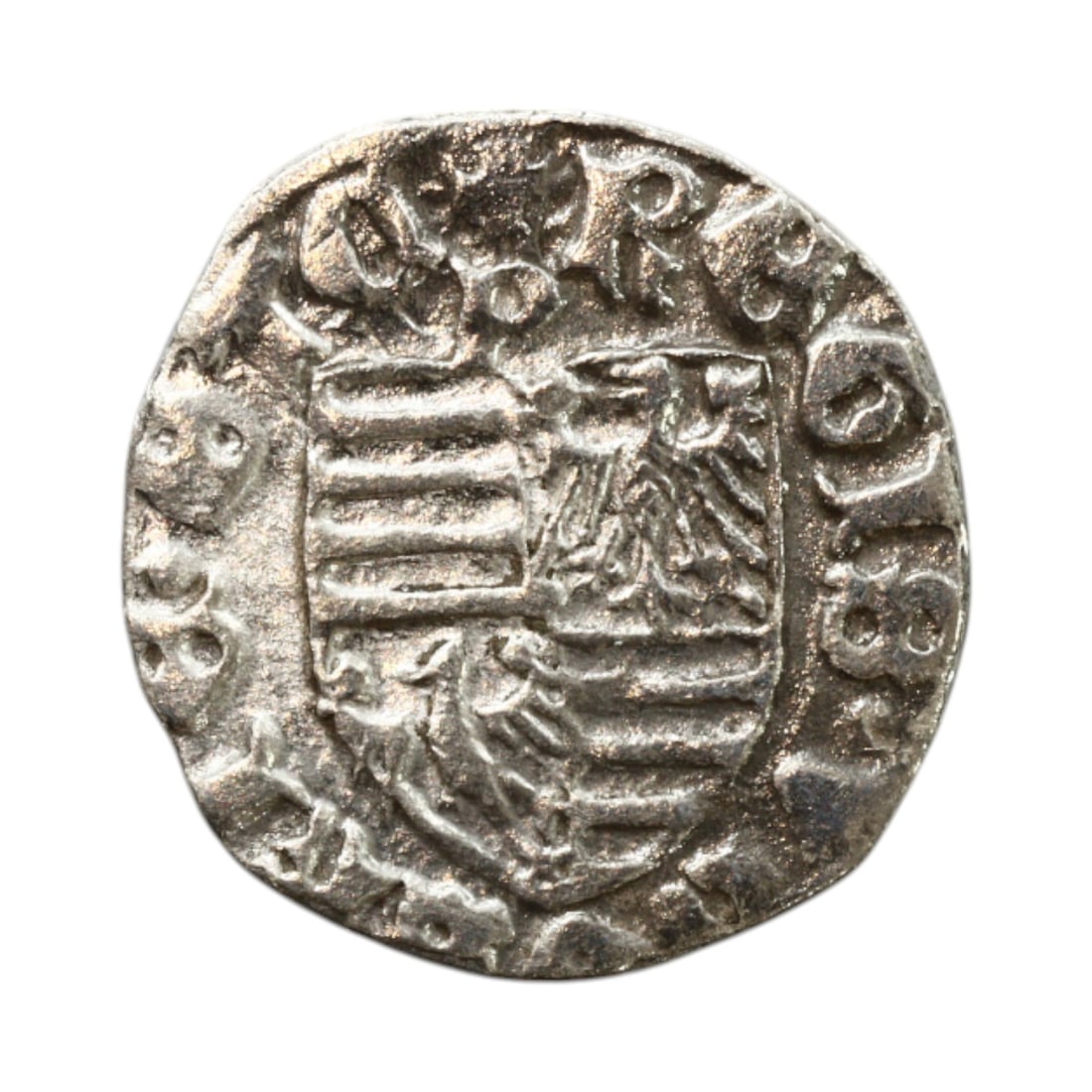 HUNGARY: Sigismund of Luxembourg - Double Cross Denar Coin with Star, 1387-1437, 14mm: Minted under the reign of Sigismund of Luxembourg, this late medieval silver denar presents a vivid example of the consolidation of royal imagery during Hungary's expansive reign in Central Europe. Th