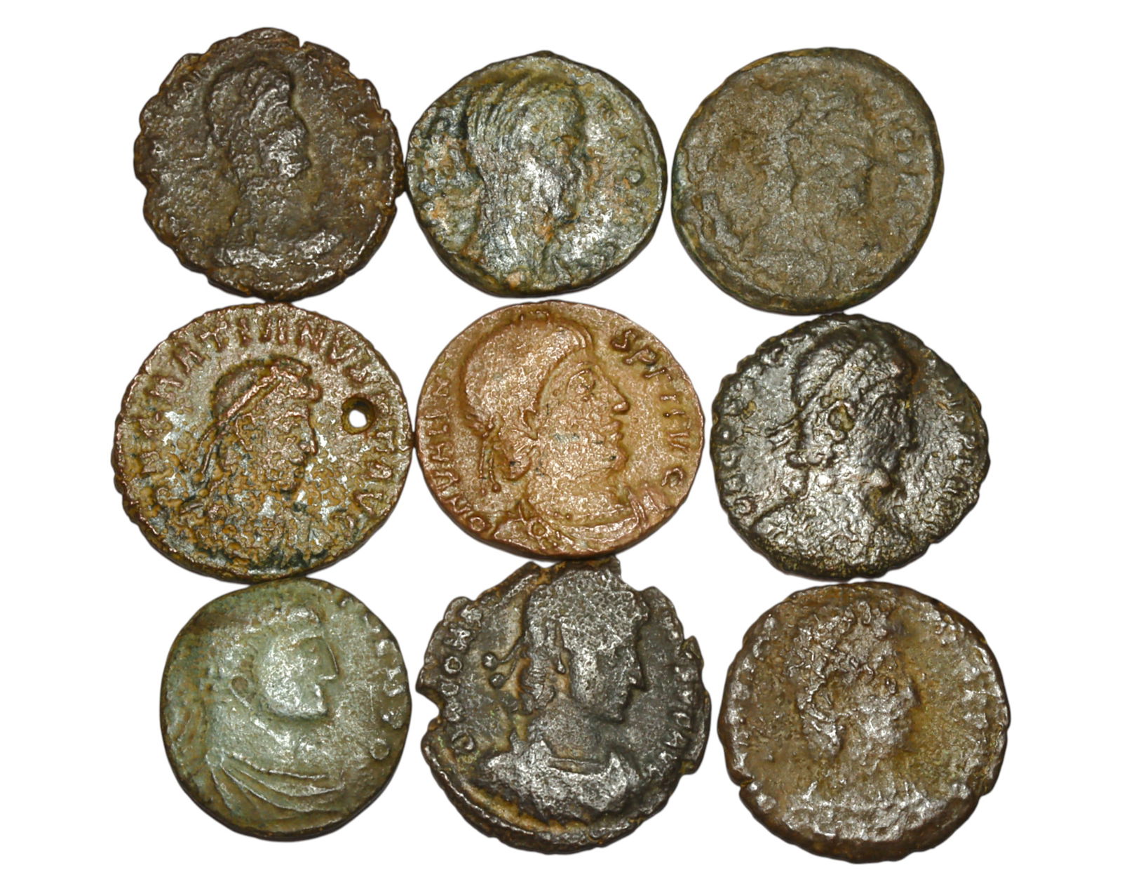 ROMAN EMPIRE: Imperial Resilience - Lot of 9 AE Bronze Coins, ca. 3rd-4th Century AD, 16-18mm (1 of 2)
