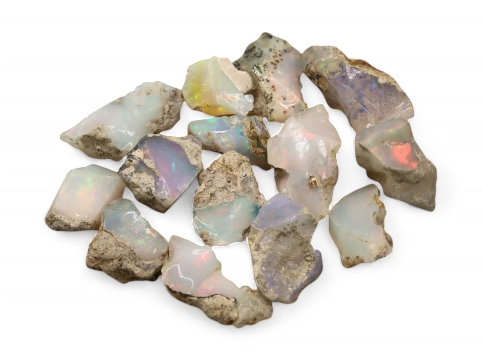 GEM LOT: Ethiopian Welo Opal Rough - Iridescent Play-of-Color in Matrix, Mixed Forms (13g) (1 of 1)