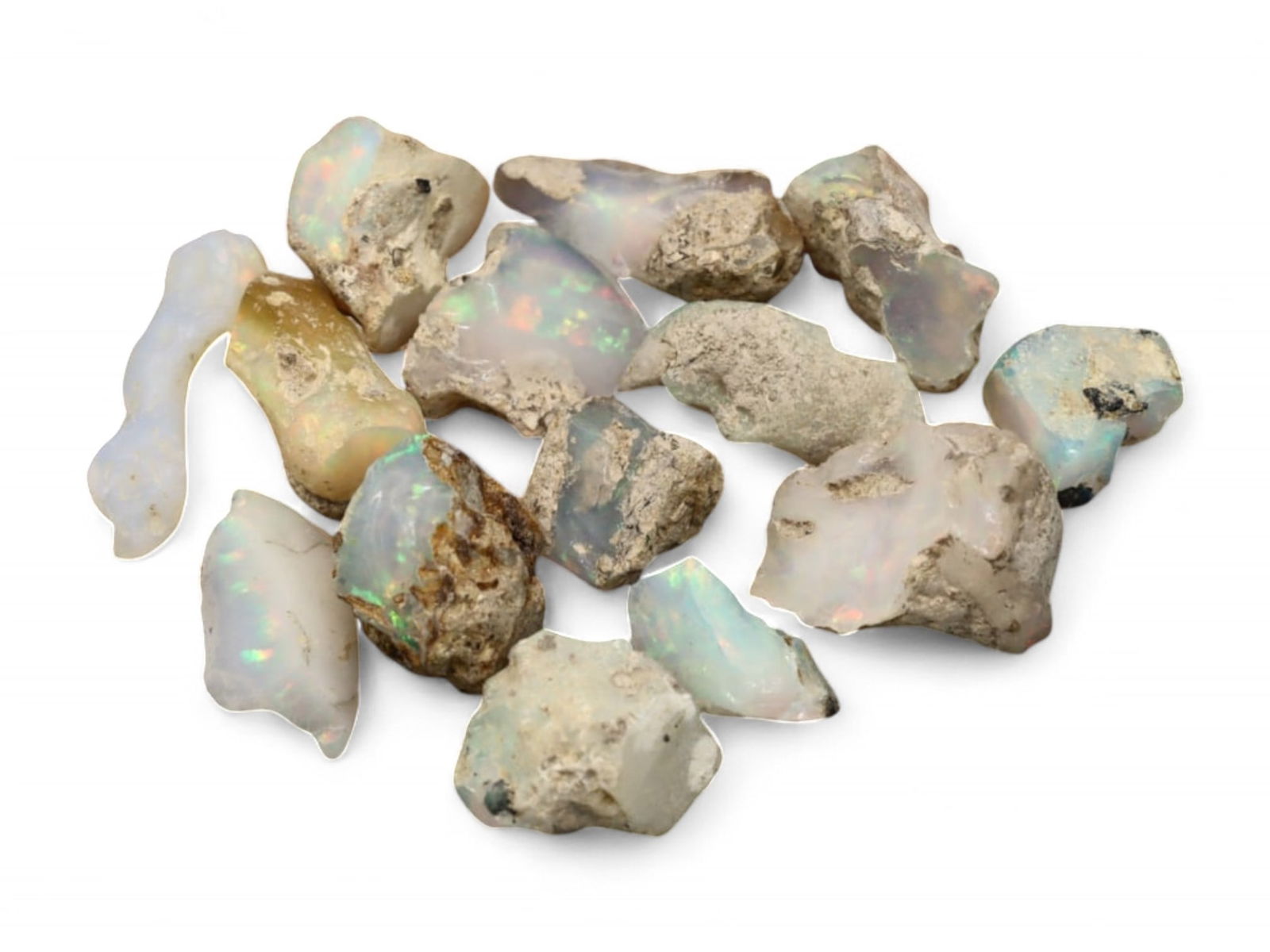 GEM LOT: Ethiopian Welo Opal Rough - Iridescent Play-of-Color in Matrix, Mixed Forms (11g) (1 of 1)