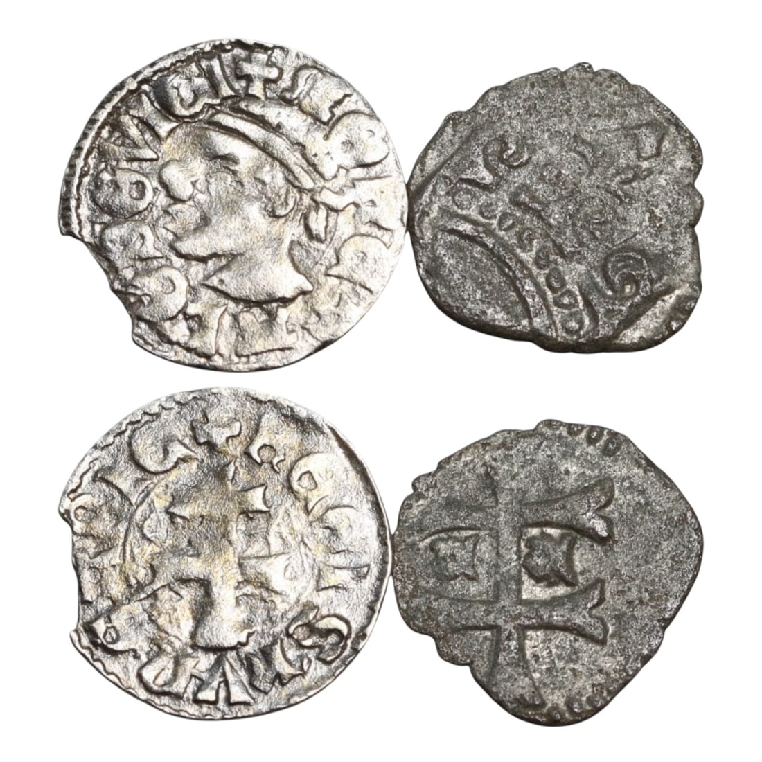 Ancient Medieval Hungarian Crusader and Royal Silver Denar & Quarter Denier Coins, c. 14th-15th C CE (1 of 3)