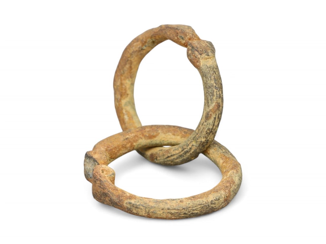Ancient Celtic Knob-Terminal Iron Proto Ring Currency Pair, c. 1st Millennium BCE (1 of 1)