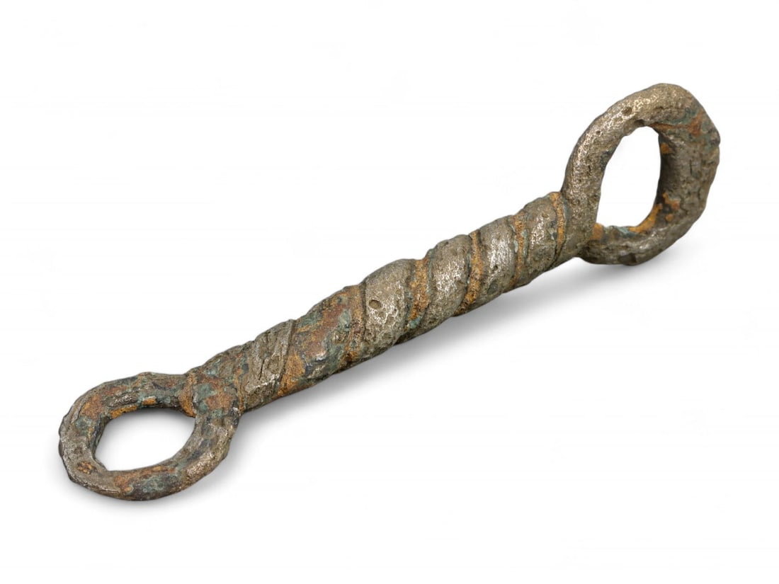 Ancient Viking Twisted Iron Ringed Harness Link, c. 9th-11th Century CE (1 of 2)