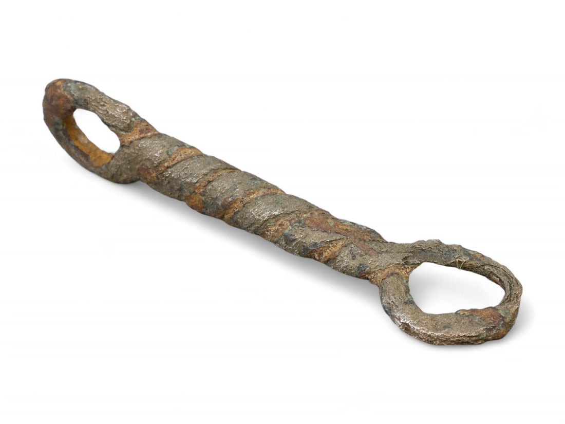 Ancient Viking Twisted Iron Ringed Harness Link, c. 9th-11th Century CE (1 of 2)