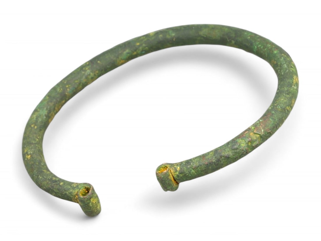 CELTIC Bronze Bracelet - Tubular Form with Hollow Terminals, Open-Ended Band (7.2 cm) (1 of 1)