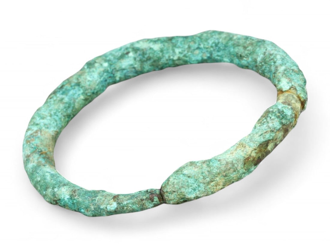 CELTIC Proto-Ring Currency Bracelet - Broad Weight Form, Heavy Verdigris Patina, 7 cm (1 of 1)
