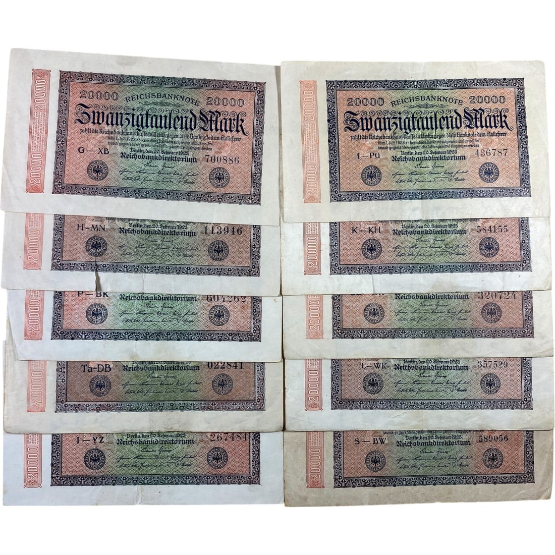 Timed Lot Auction - Historic Banknotes from Germany's War and Inflation Eras, Sold As Is: This timed auction showcases a powerful segment of financial history through original German banknotes, most dating from the World War I, Weimar hyperinflation, and WWII periods. Every lot includes mu