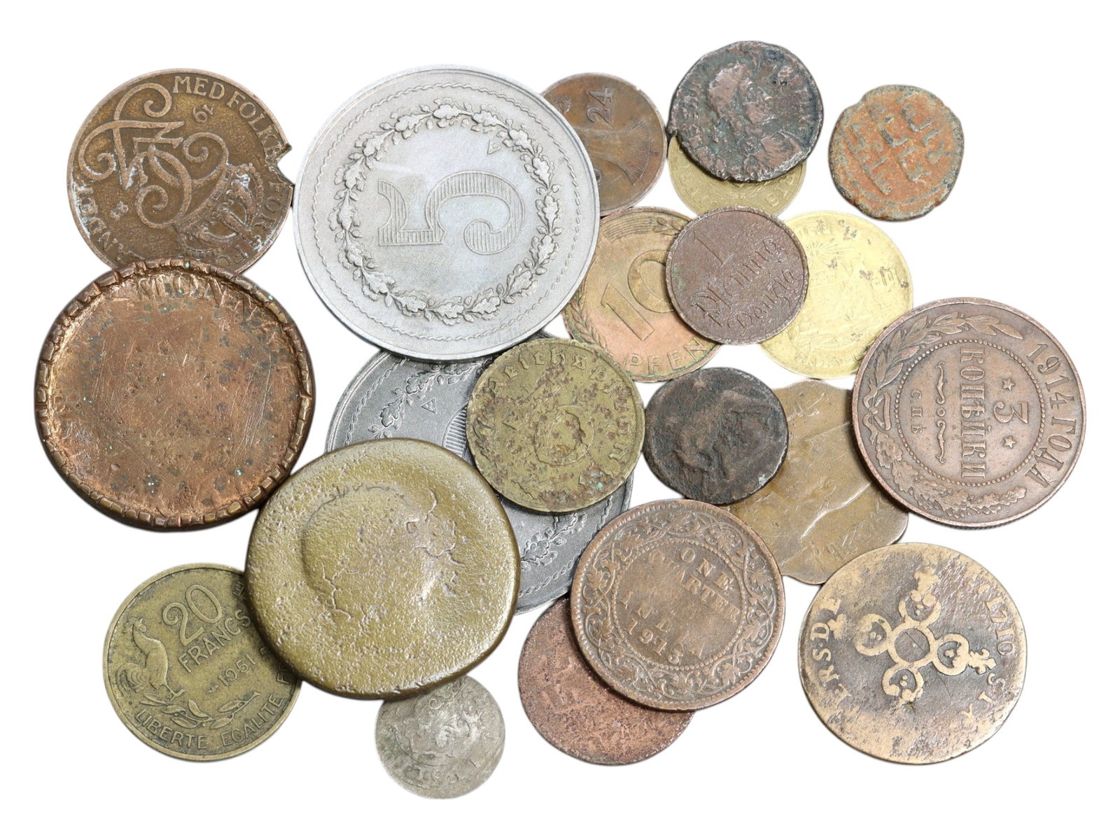 Timed Lot Auction - Historic Coins by the Hundreds, Sold As Is: In this special auction day, we present a broad and historically layered offering of numismatic material spanning ancient empires to modern post-war Europe. To accommodate the extensive diversity of c