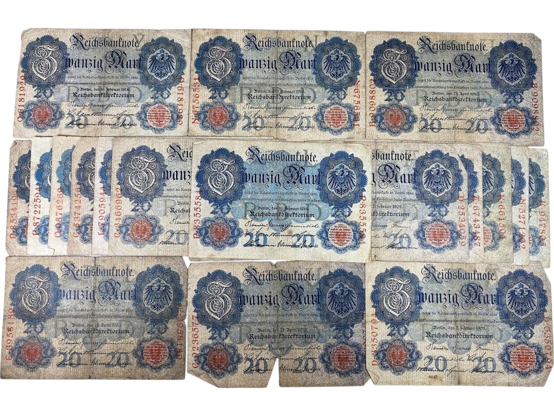 Timed Lot Auction - Historic Banknotes from Germany's War and Inflation Eras, Sold As Is: This timed auction showcases a powerful segment of financial history through original German banknotes, most dating from the World War I, Weimar hyperinflation, and WWII periods. Every lot includes mu