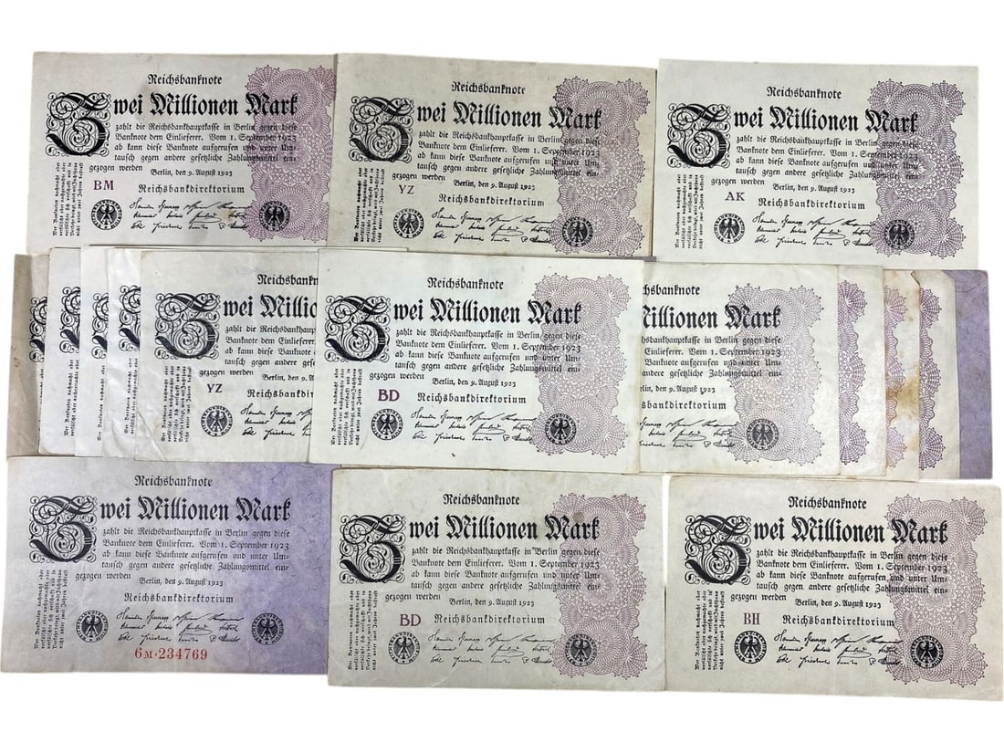 Timed Lot Auction - Historic Banknotes from Germany's War and Inflation Eras, Sold As Is: This timed auction showcases a powerful segment of financial history through original German banknotes, most dating from the World War I, Weimar hyperinflation, and WWII periods. Every lot includes mu