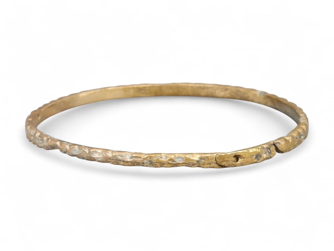 Ancient Roman Gilt Bronze Faceted Bracelet with Clasp Remnant, c. 1st-3rd Century CE (1 of 2)