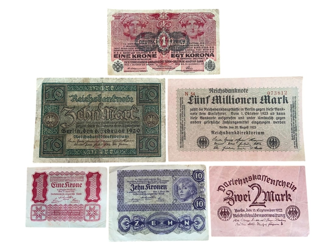 Timed Lot Auction - Historic Banknotes from Germany's War and Inflation Eras, Sold As Is: This timed auction showcases a powerful segment of financial history through original German banknotes, most dating from the World War I, Weimar hyperinflation, and WWII periods. Every lot includes mu