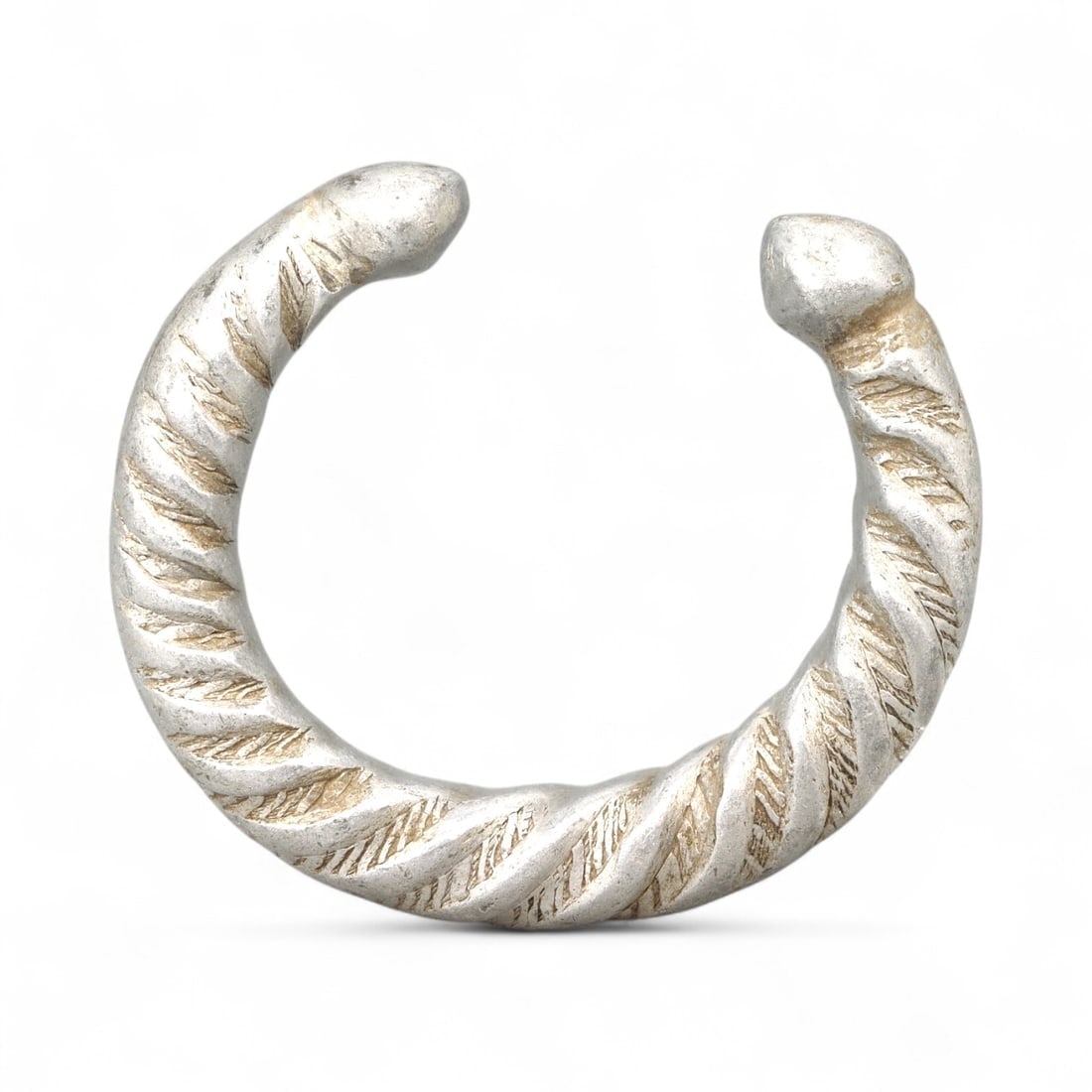 Antique West African Spiral Grooved Aluminum Alloy Manilla Bracelet, c. 18th-19th Century CE (1 of 2)