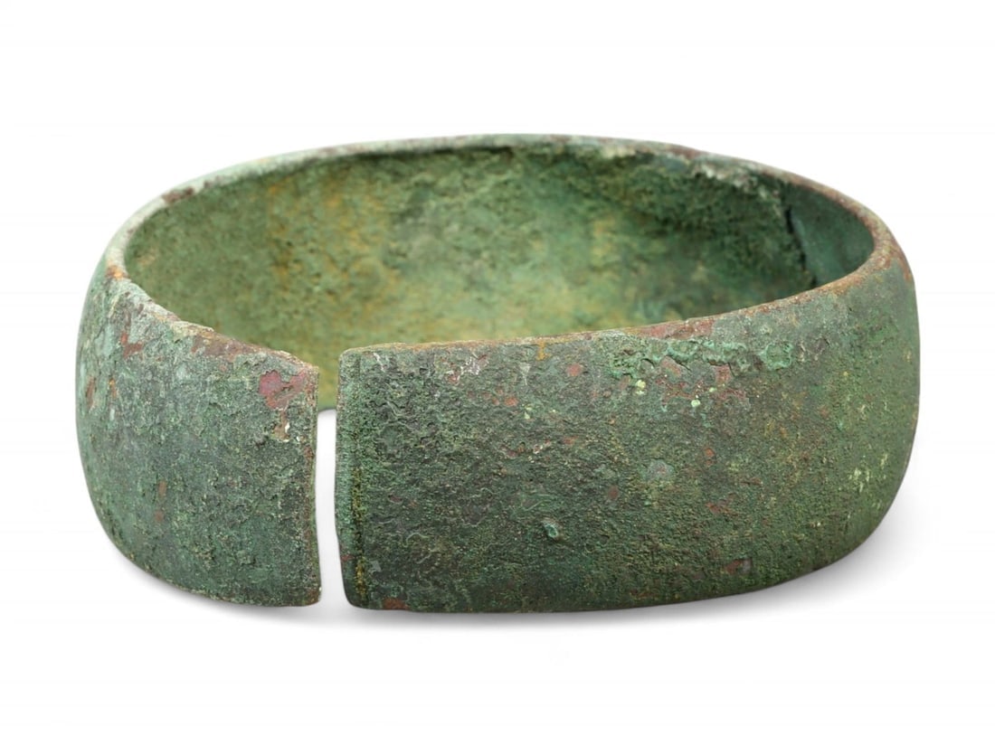 Ancient High Medieval Peasant Wear Bronze Cuff Bracelet, c. 12th-13th Century CE (1 of 2)