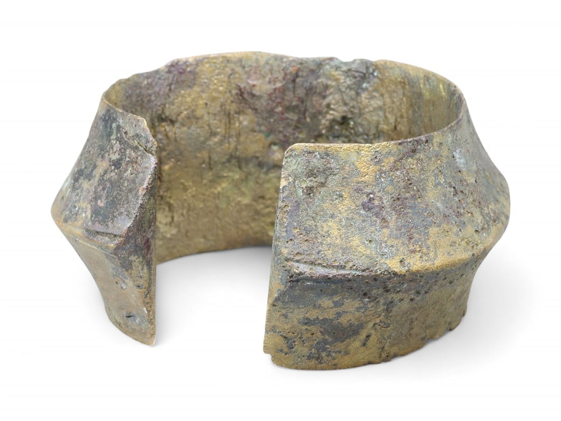Medieval European Faceted Ridge Bronze Armlet, c. 10th-13th Century CE (1 of 2)