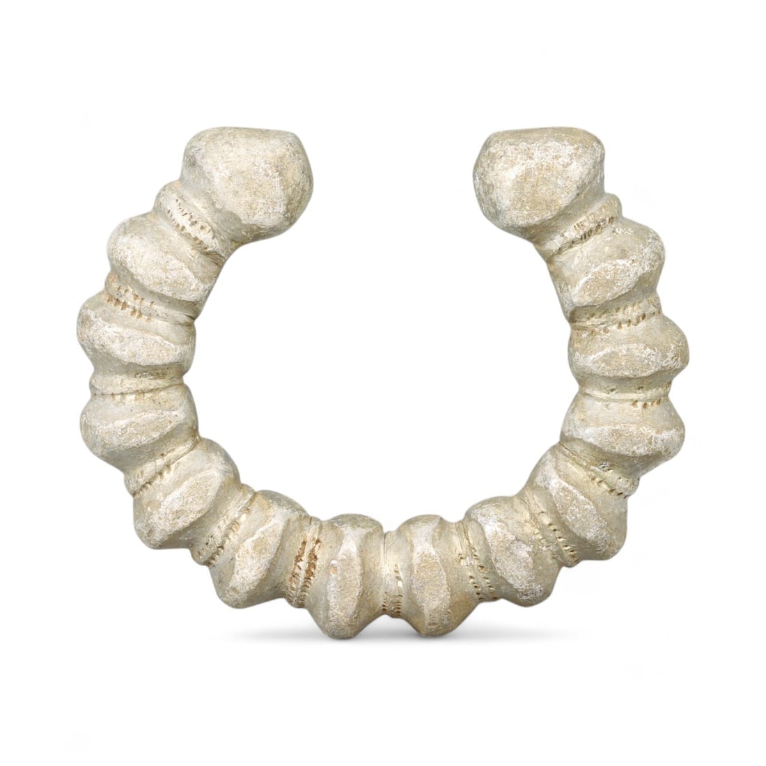 Antique West African Ribbed Pewter Alloy Manilla Bracelet, c. 18th-19th Century CE (1 of 2)