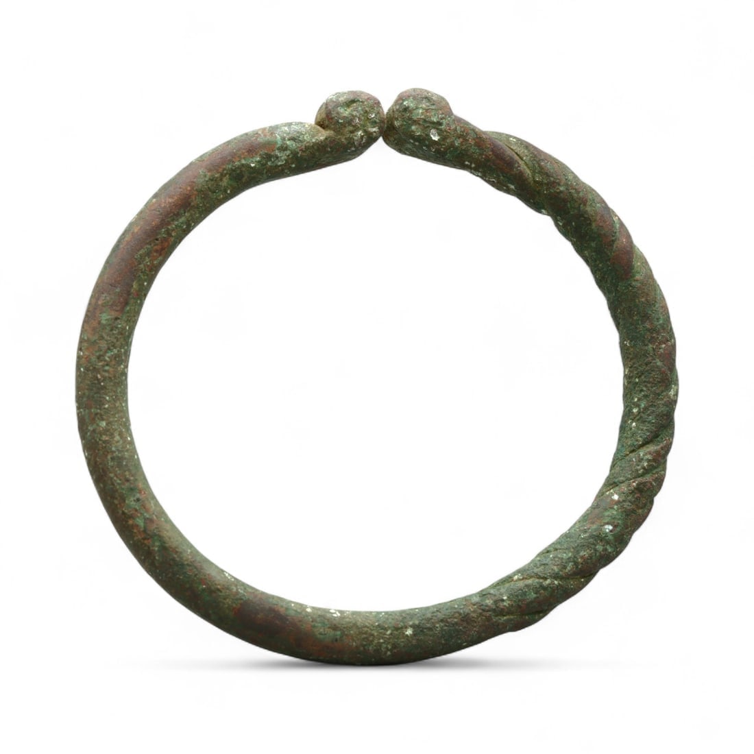 Ancient Viking Twisted-Terminal Bronze Ring Bracelet, c. 9th-11th Century CE (1 of 2)