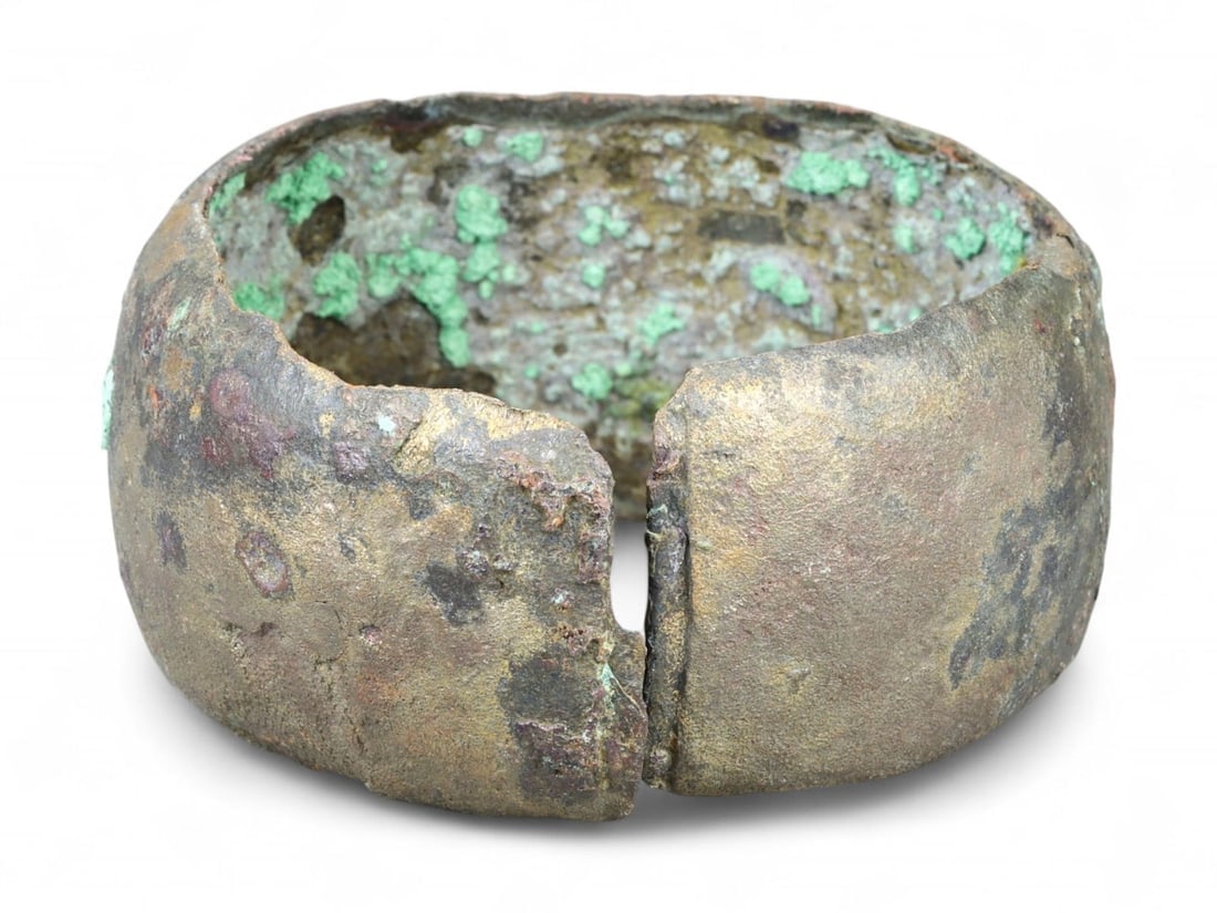 Ancient Celtic Wide-Rim Bronze Ritual Bracelet with Volcanic Patina, c. 5th-3rd Century BCE (1 of 2)