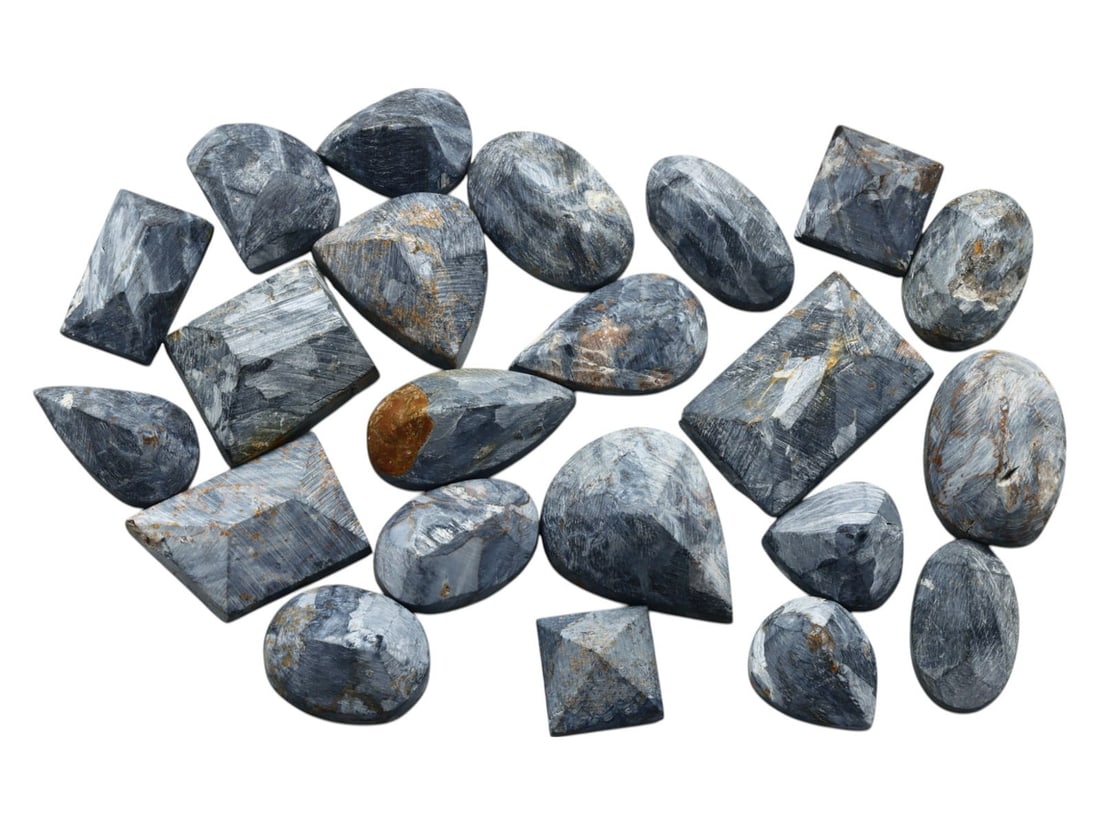 Namibian Pietersite Pre-Polish Cabochon Set - Shimmering Storm Motif Gem Collection: This striking collection of Pietersite cabochons, sourced from Namibia, offers an extraordinary visual experience that echoes the awe of a gathering storm. Known as the "Tempest Stone," Pietersite is 