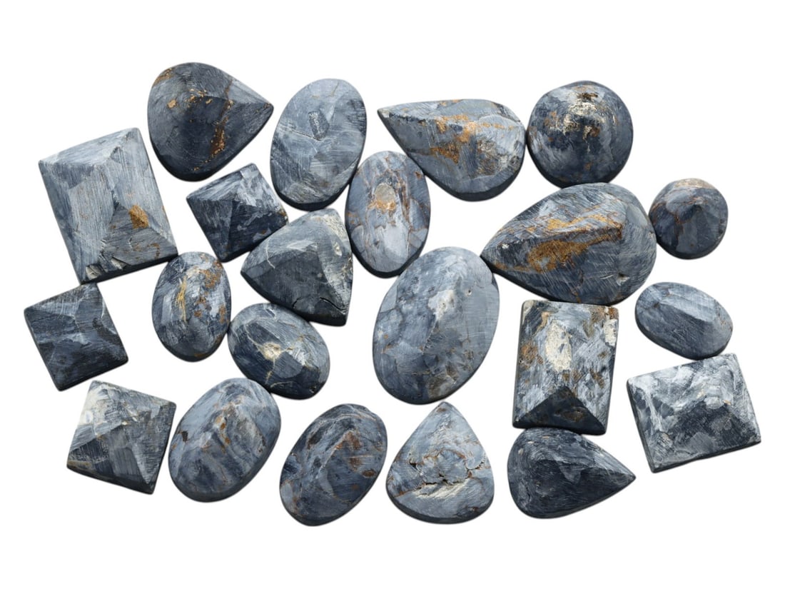 Namibian Pietersite Pre-Polish Cabochon Set - Shimmering Storm Motif Gem Collection: This striking collection of Pietersite cabochons, sourced from Namibia, offers an extraordinary visual experience that echoes the awe of a gathering storm. Known as the "Tempest Stone," Pietersite is 