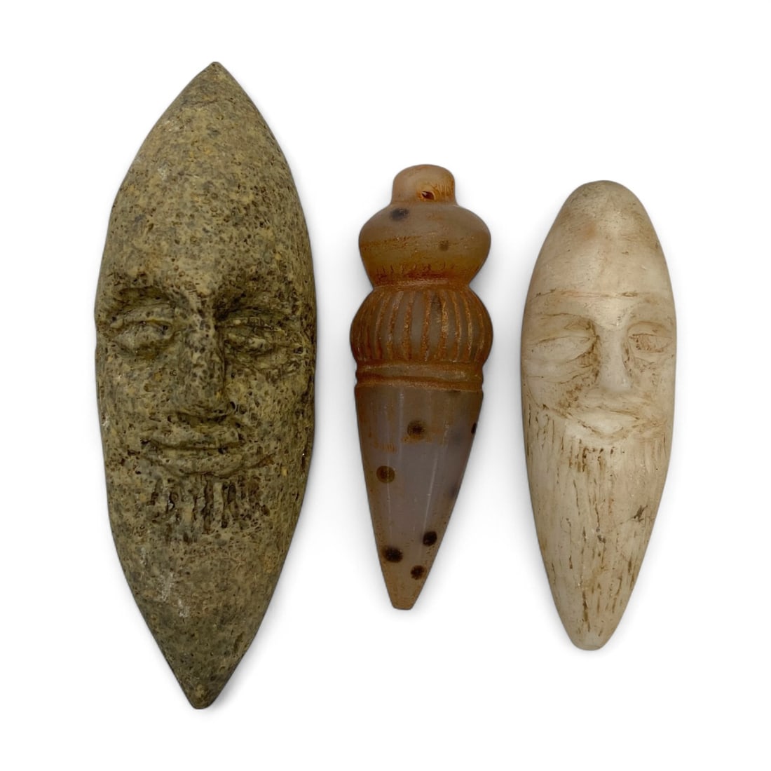 Ancient Near Eastern Anthropomorphic Beads & Agate Pendant Locket Trio, 2nd-1st Centiry BCE - 139g (1 of 3)