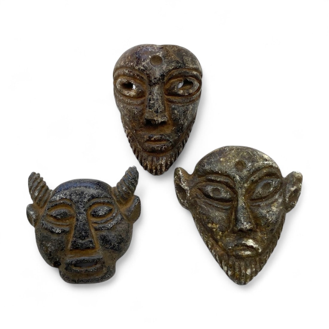Ancient Near Eastern Steatite Anthropomorphic Ritual Mask Carvings, c. 2nd-1st Millennium BCE - 120g (1 of 5)