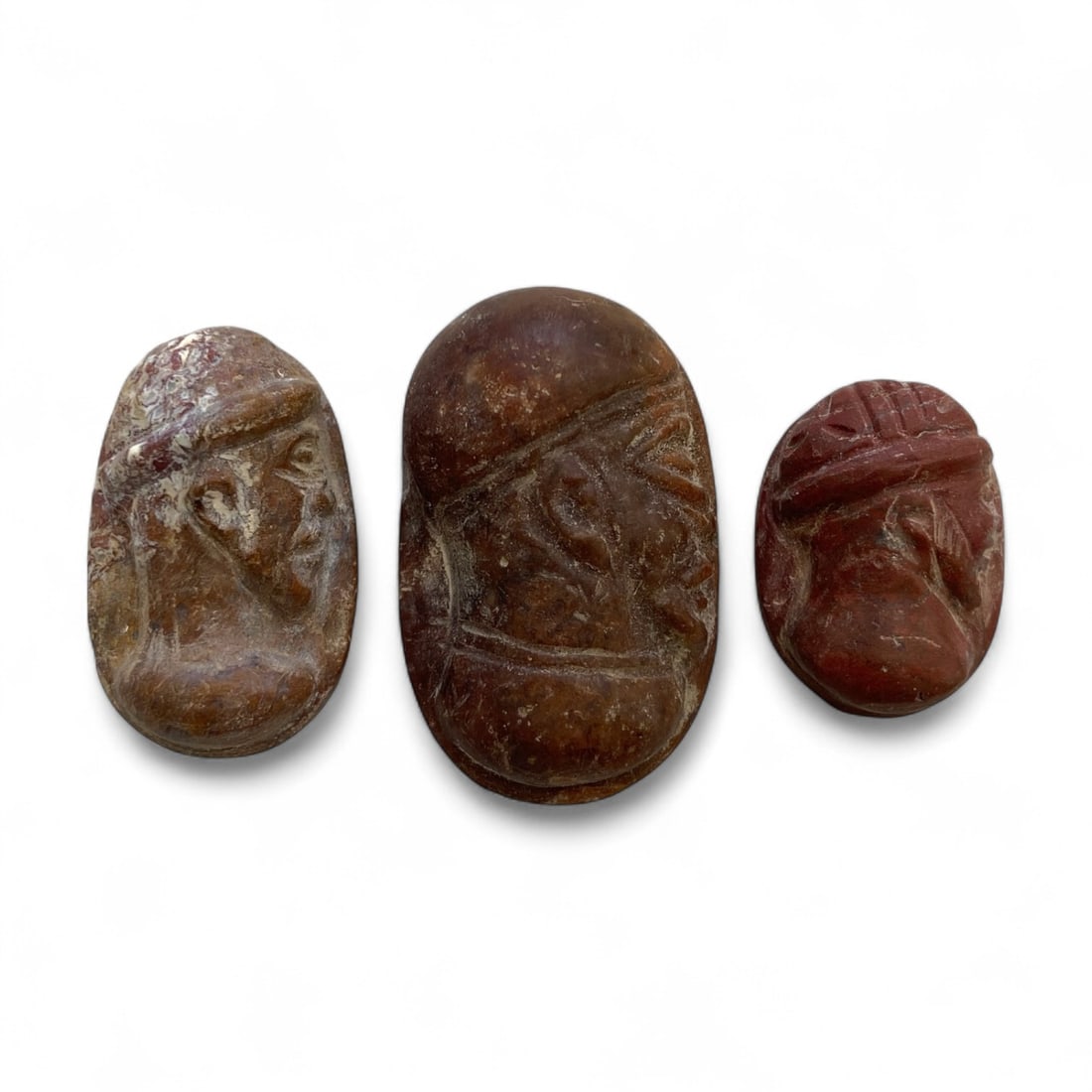 Ancient Near Eastern Anthropomorphic Stone Head Carvings Trio, c. 2nd-1st Millennium BCE, 44g (1 of 2)