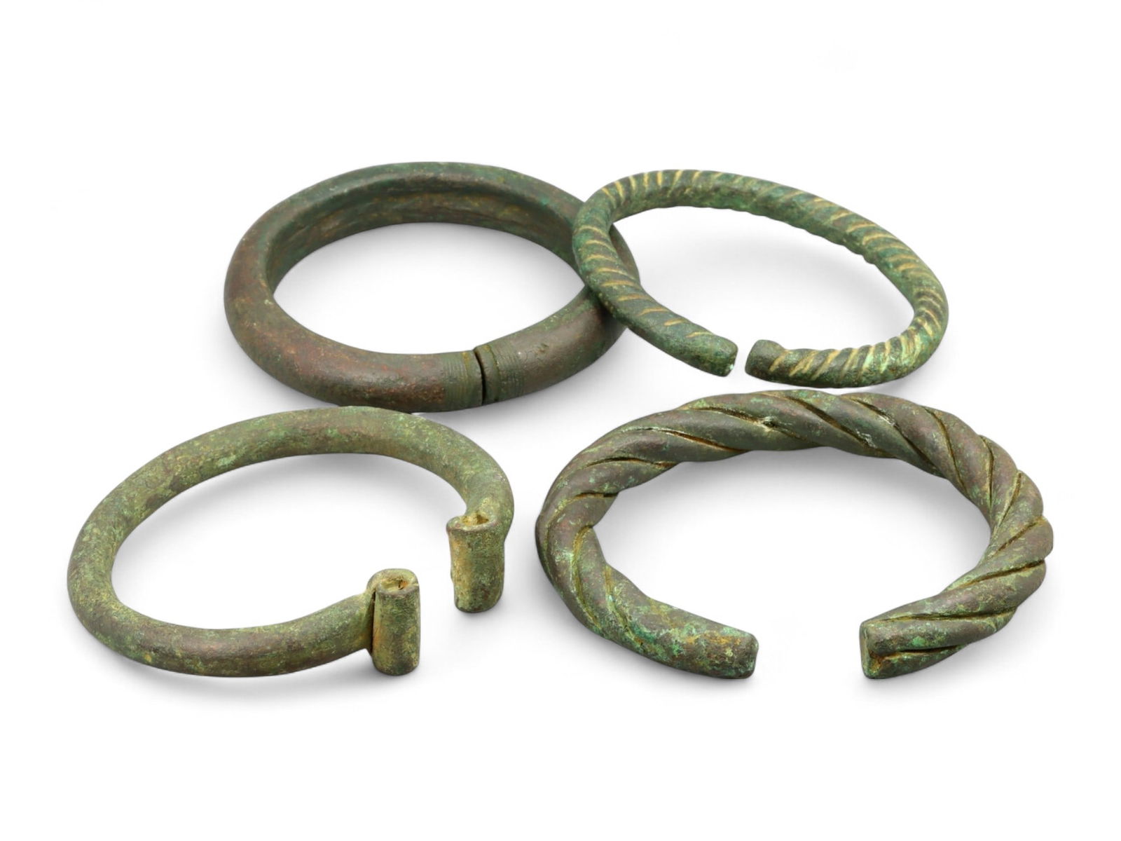 Ancient Viking Knotwork and Twisted Rod Bronze Bracelets Set, c. 9th-11th Century CE, 407g (1 of 2)
