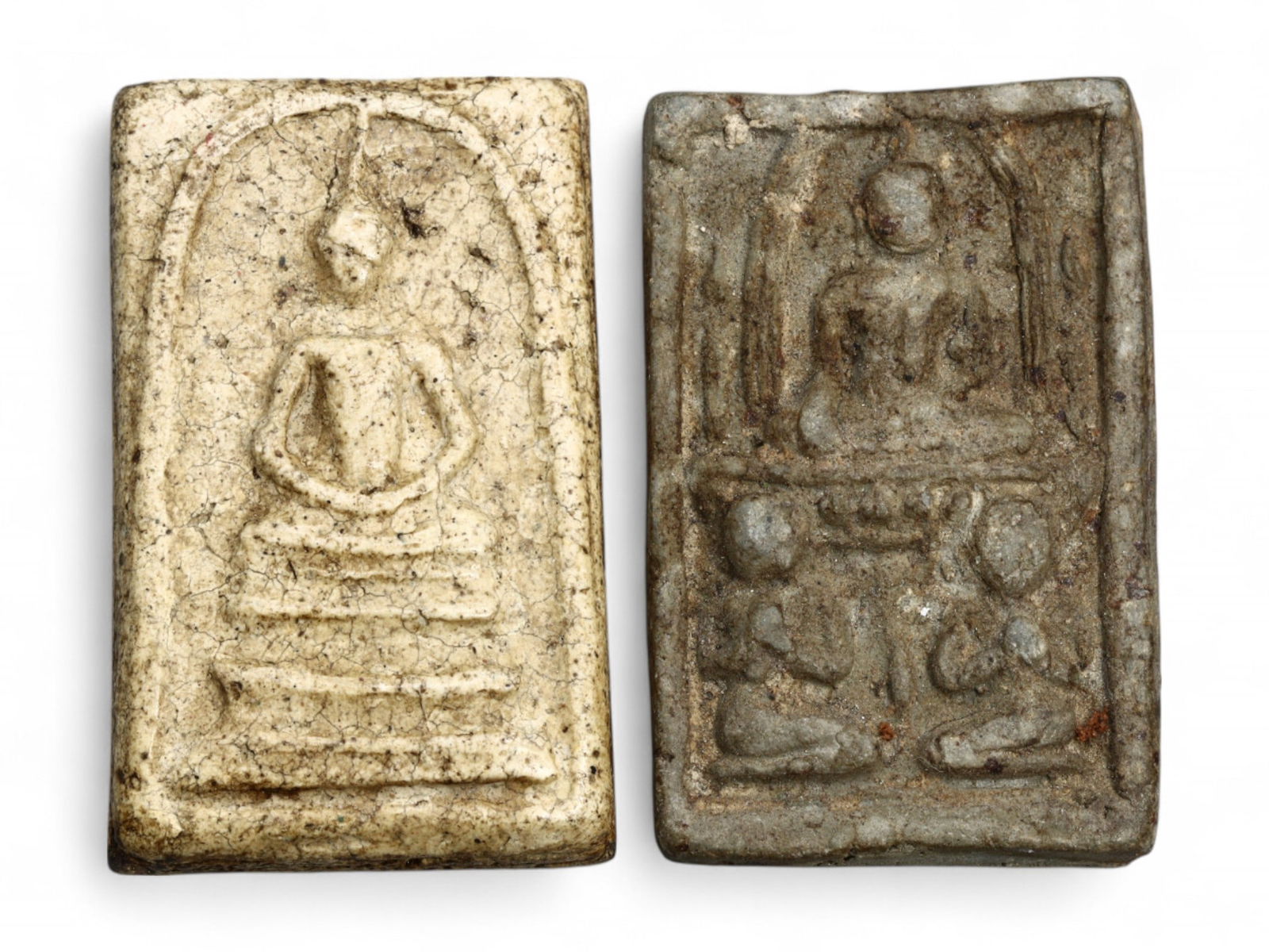 Antique Southeast Asian Devotional Terracotta Buddha Amulet Pair, 18th-20th Century, 17g (1 of 2)