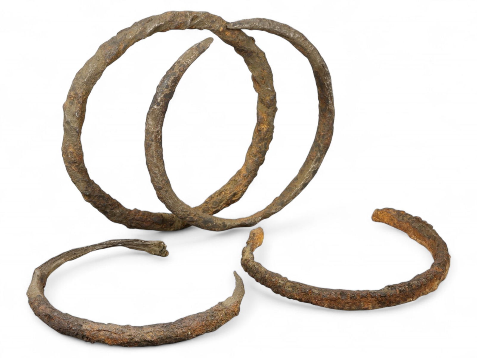Early Medieval Viking Age Forged Iron Bracelet Set, c. 8th-11th Century CE, 126g (1 of 1)