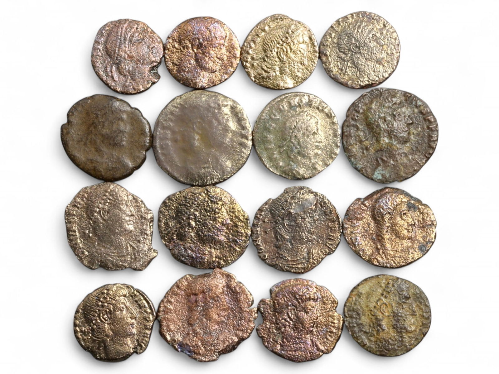 Ancient Roman Bronze Coin Lot Depicting Emperors and Figures, 16 Coins, 3rd-4th Century CE, 22g (1 of 2)