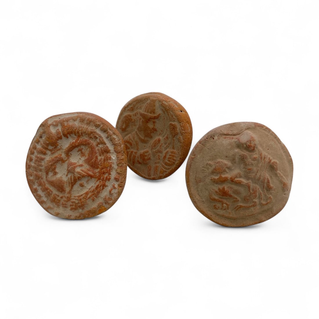 Ancient Kushan-Gandharan Terracotta Mythological Stamp Seals, c. 1st-4th Century CE, 100g (1 of 3)