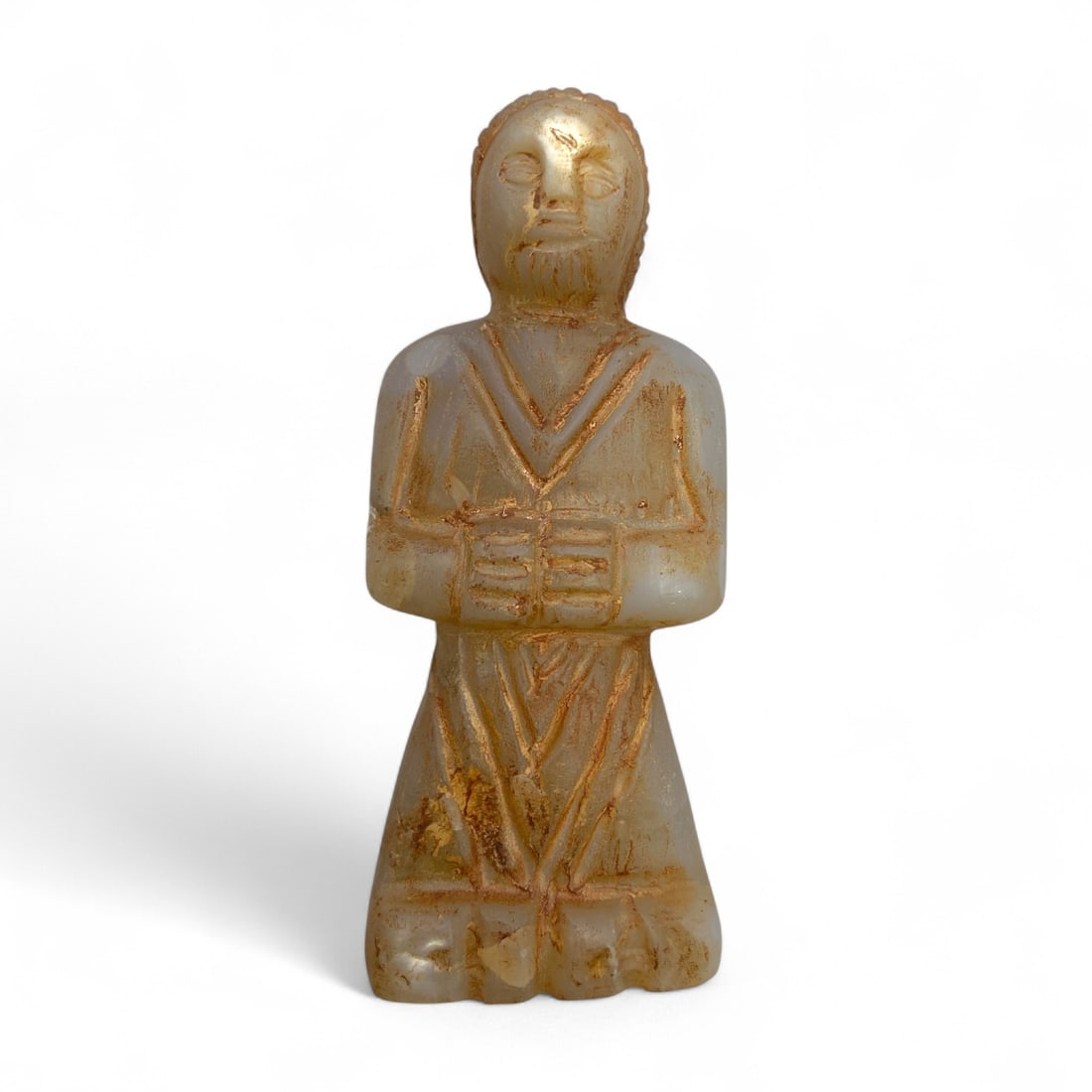 Ancient Central Asian Chalcedony Devotional Standing Figure, c. 1st Millennium CE, 94g (1 of 2)