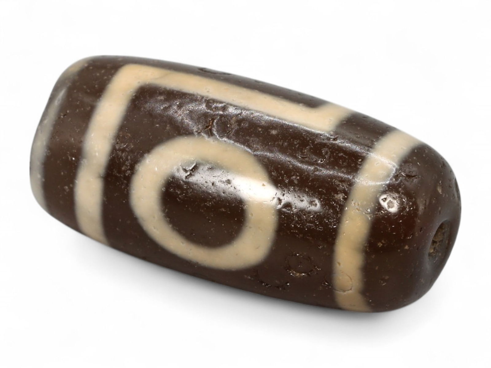 Antique Tibetan 1-Eyed Protective Agate Dzi Bead, 2.8x1.3cm, 8g (1 of 4)