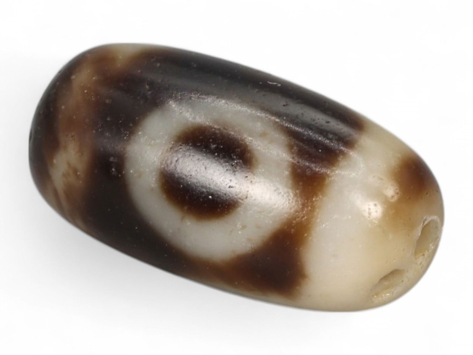Antique Tibetan 2-Eyed Guardian Agate Dzi Bead, 1.9x1cm, 3g (1 of 3)