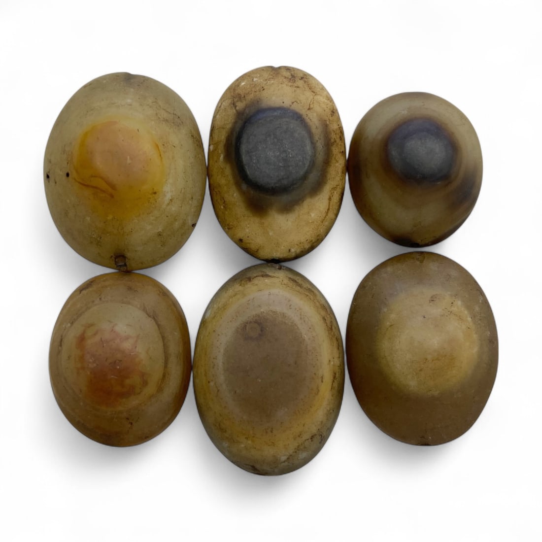 Antique Tibetan Luk Mik "Goat Eye" Agate Protective Amulet Bead Set, 19th Century, 84g (1 of 2)