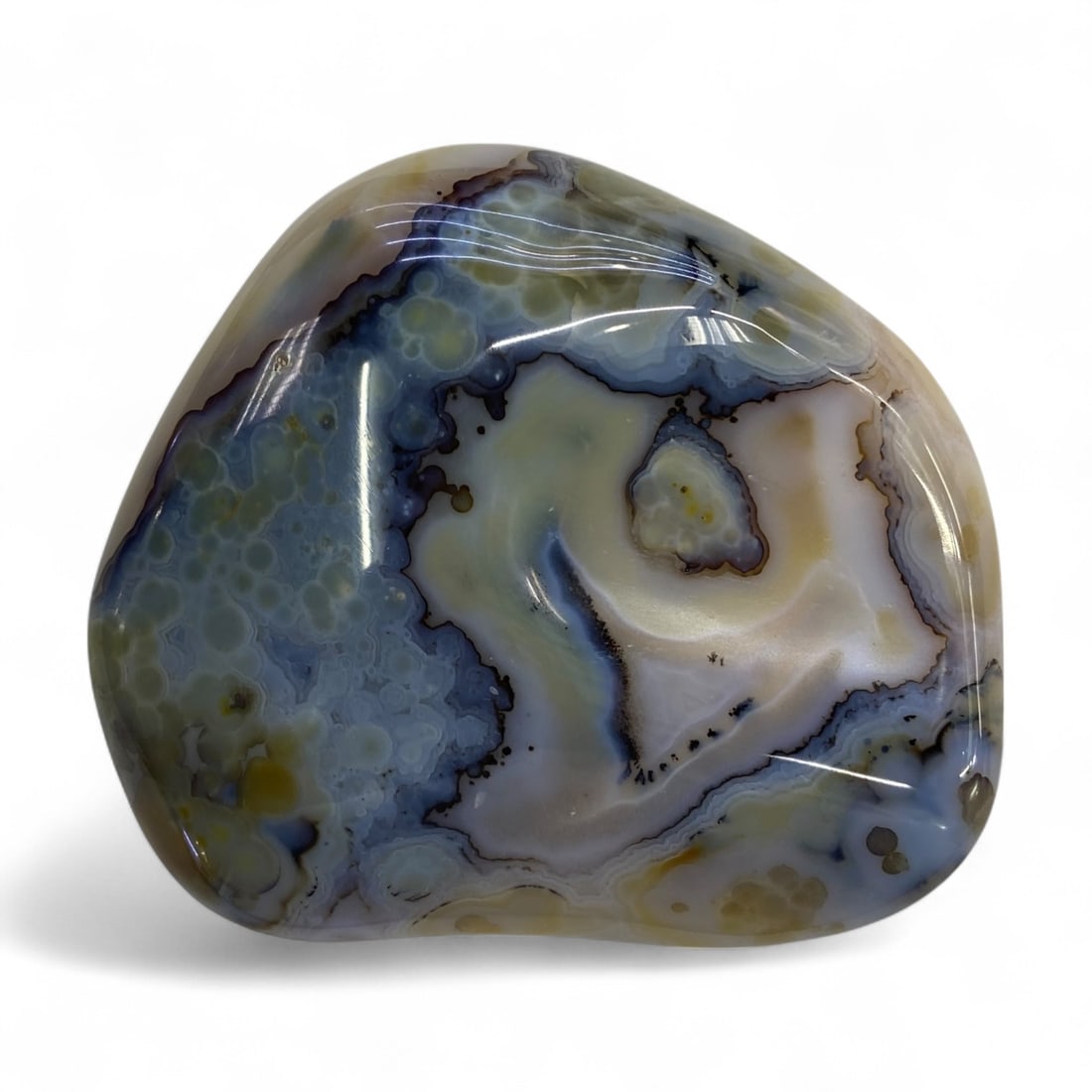 Collector's Polished Blue Moss Agate Display Stone, 20th Century, 332g (1 of 3)