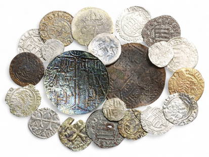 Ancient Medieval European Hammered Silver Coin Collection, 21 Coins, c. 12th-17th Century, 12g: This remarkable lot of 21 hammered coins, weighing a total of 12 grams, showcases the diversity and historical depth of medieval Europe's monetary systems. Struck entirely by hand using traditional di