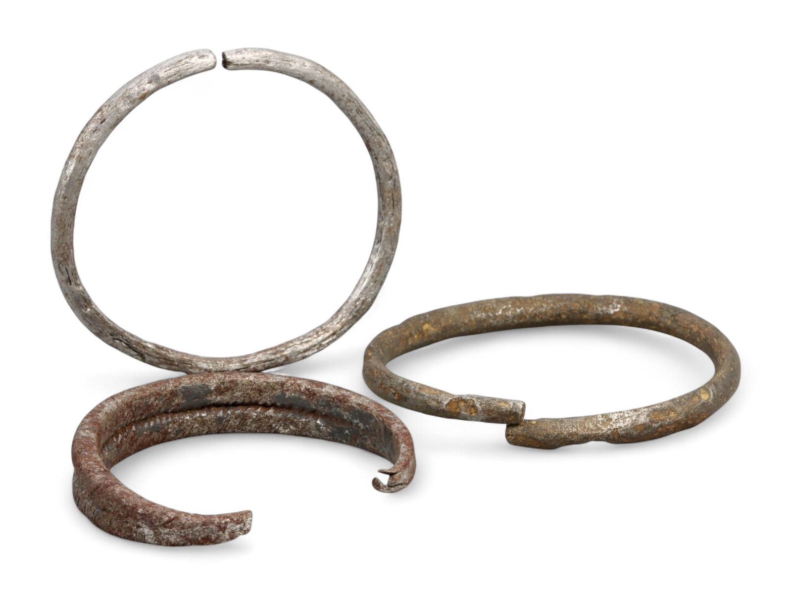 Ancient Viking Coiled Iron Wrist Bracelets Trio, c. 9th-11th Century CE, 75g (1 of 1)