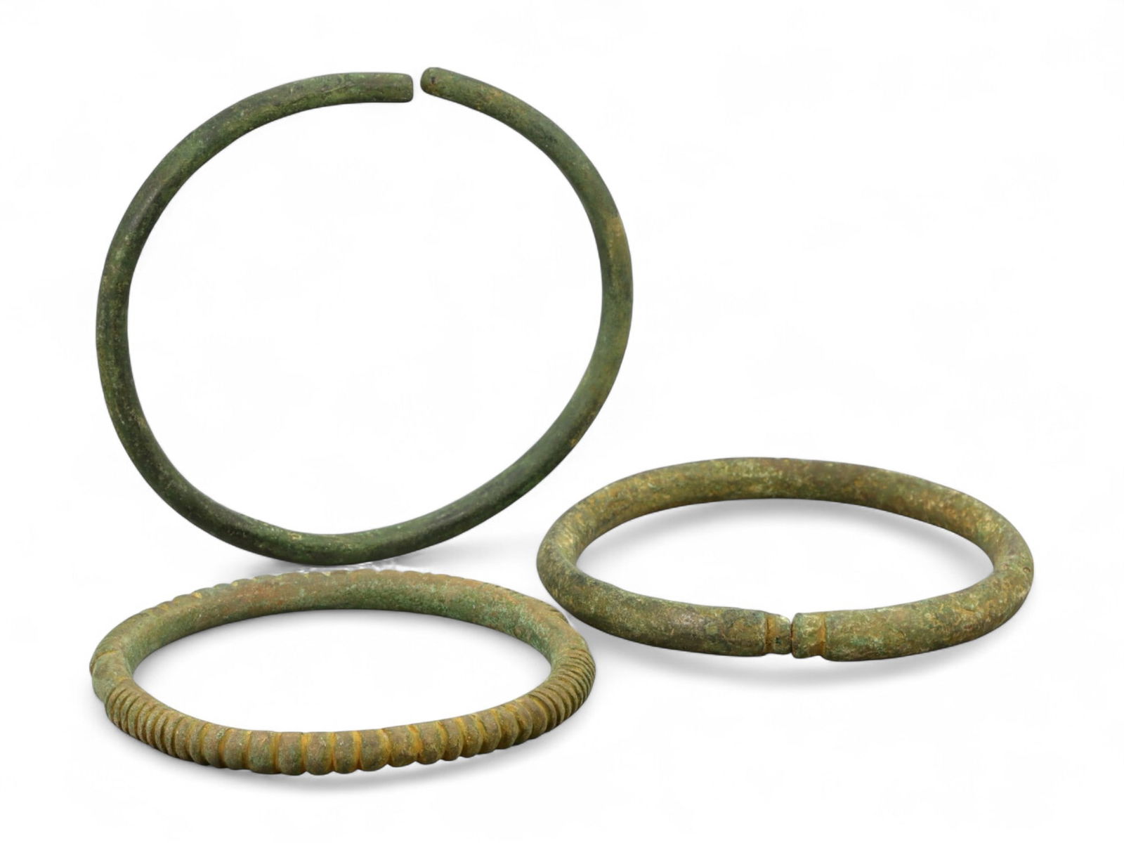 Ancient Celtic Ribbed and Coiled Bronze Arm Rings Set, c. 5th-3rd Century BCE, 173g (1 of 1)