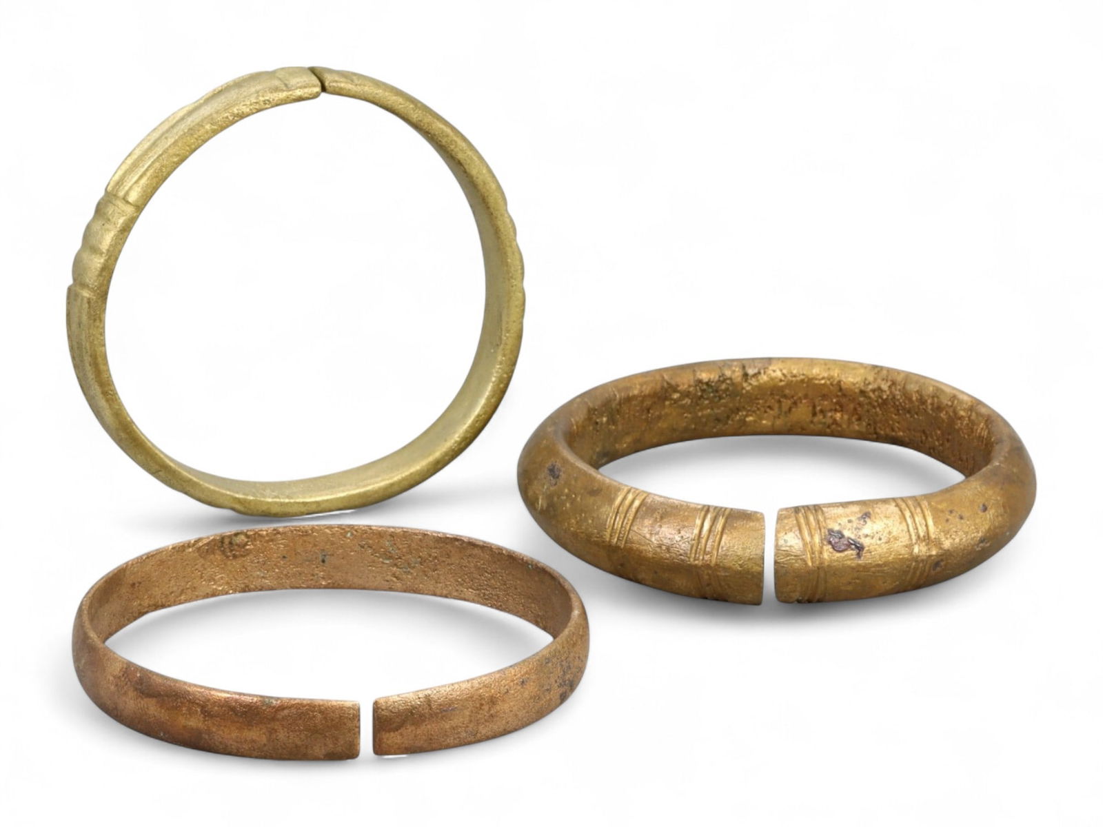 Ancient Celtic Grooved Terminal Bronze Bracelets Set, c. 5th-3rd Century BCE, 178g (1 of 1)