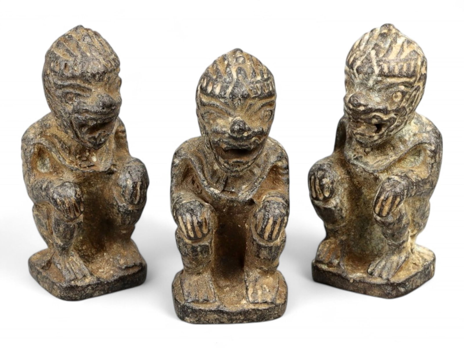 Thai Hanuman Monkey Guardian Amulet Figures Cast Lead, c. Early 20th Century - 131g (1 of 1)