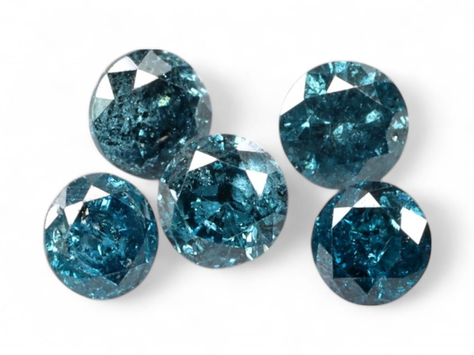 0.45ct Lot of VIVID DEEP BLUE Round Brilliant Diamonds - Intense Oceanic Hues, 2.8mm (5pcs) (1 of 1)